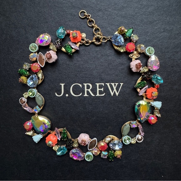 J. Crew Jewelry - J. Crew multi-color Iridescent Crystal Cluster Necklace.